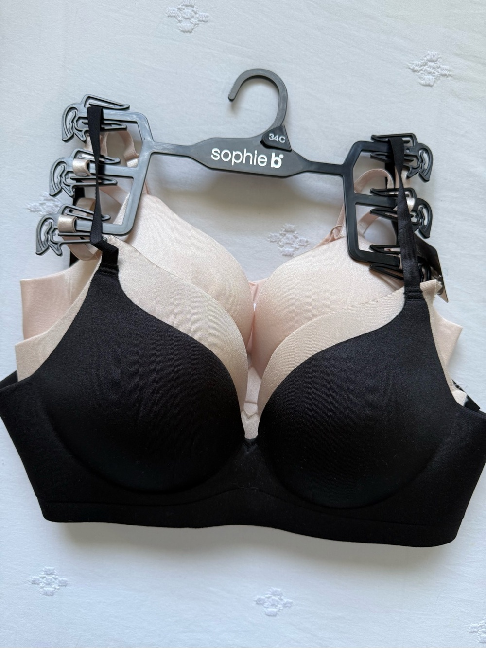 NWT Sophie B 34C Three Pack Push Up Bras Sculpted Shape Hidden Comfort Wire